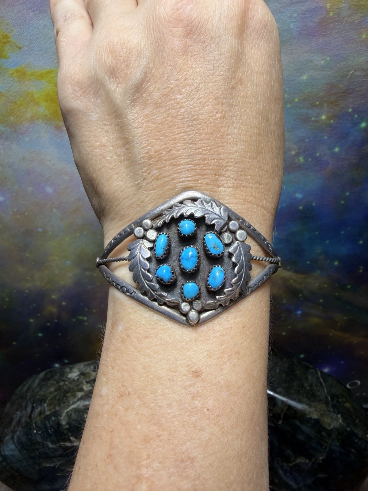 Vintage Turquoise Sterling Silver Navajo Cuff