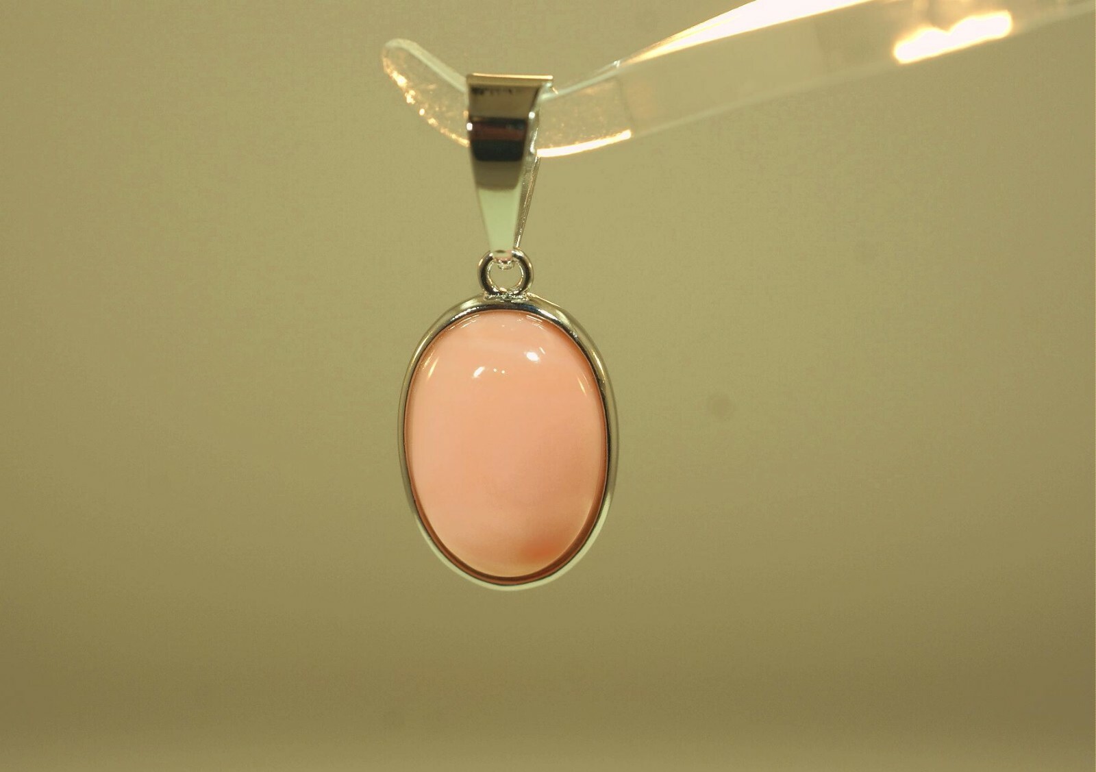 11.5MM SOLID 925 SILVER 10X14MM 4.0CTS GENUINE NATURAL OVAL PINK CORAL PENDANT