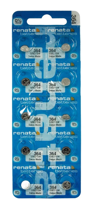 50 Renata 364 SR621SW1.55V Silver Oxide Watch – Made in Switzerland EXP 12/2026