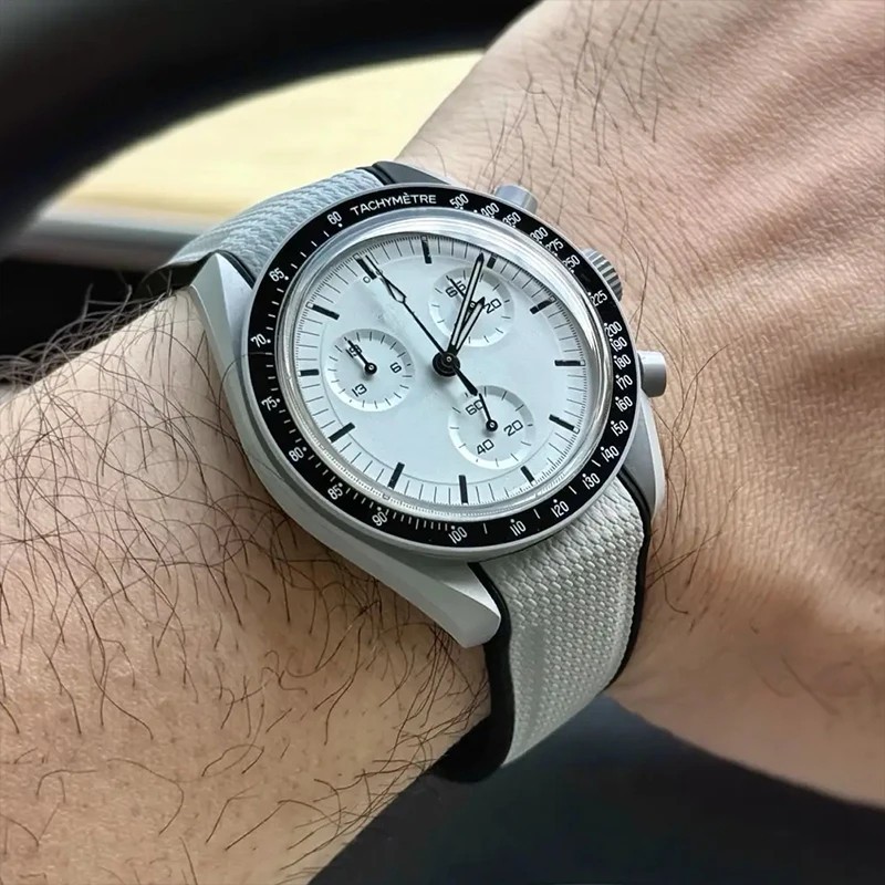 Curved End 20mm Silicone Strap for MoonSwatch Omega Swatch Watch Band Waterproof