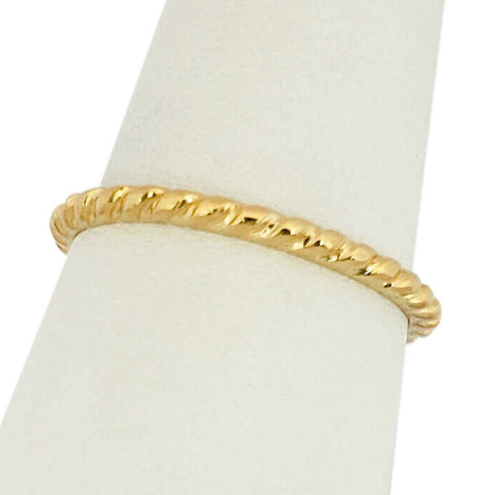 Solid 18K Women’s Yellow Gold Ring Gold Twist Ring Stacking Ring Midi Size 1-12