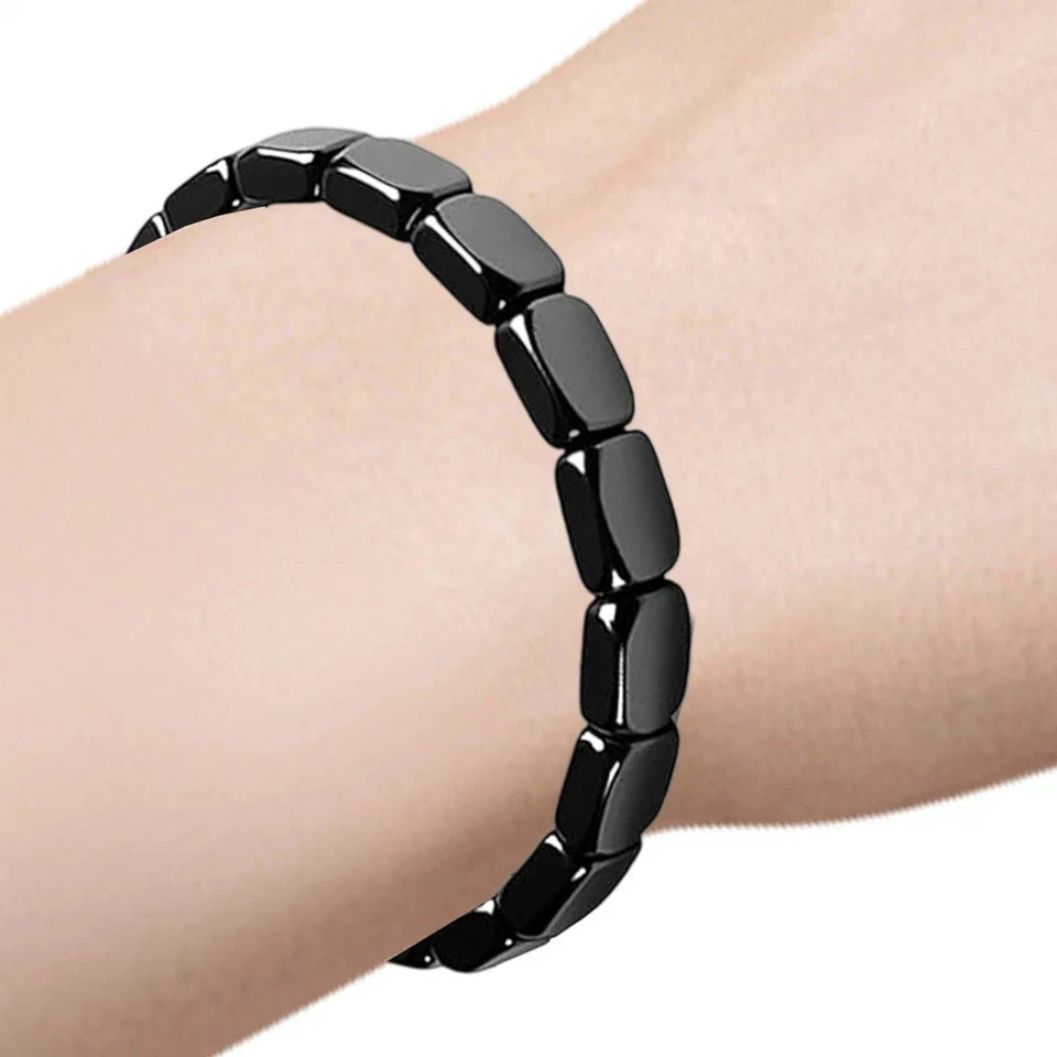 Natural Hematite Bead Bracelet for Men Adjustable Healing Stone Fashion Jewelry