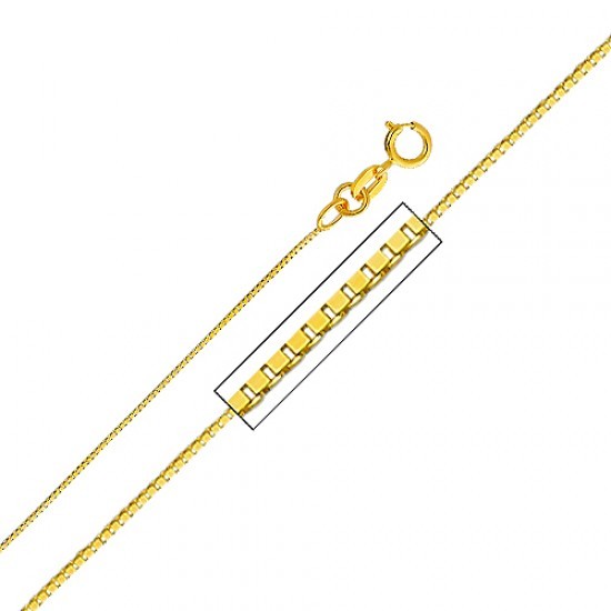 Solid 14k Yellow Gold 0.6mm Box Chain 16 18 20 22 24 26 Inches