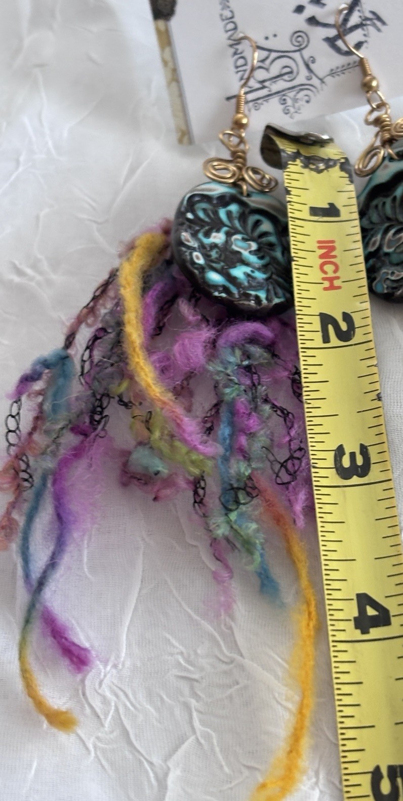 Handmade Kimberly Boho Artisan Statement Earrings fringe Dangle 3” Plus UNIQUE