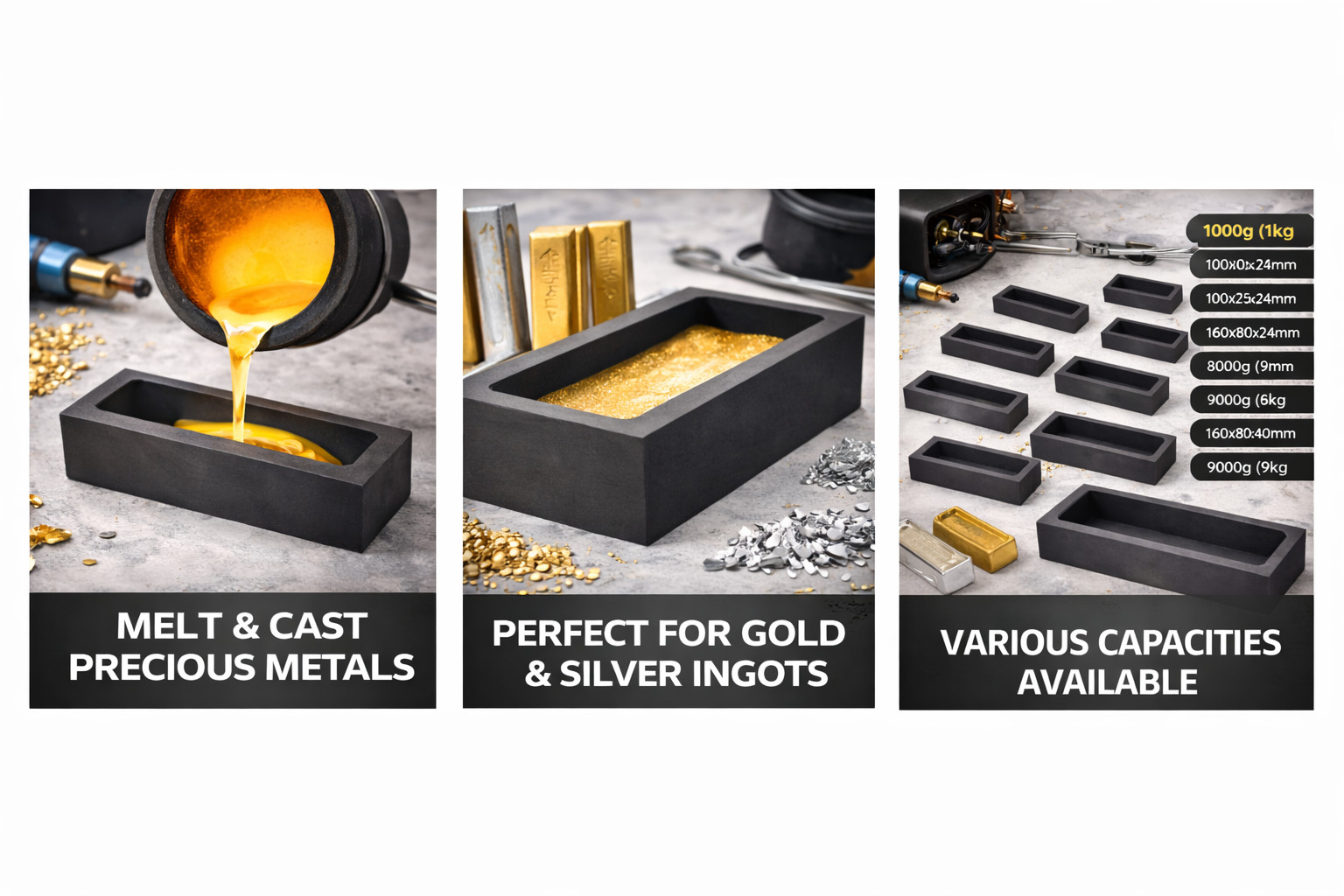 Graphite Mold for Gold & Silver Casting | Heat Resistant | 1kg–9kg Capacity