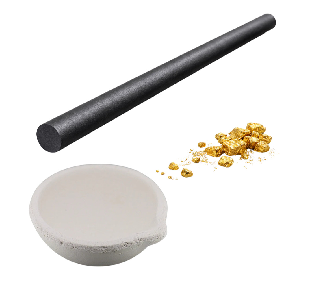 Gold Melting Kit Small Ceramic Crucible + 3/8″ Graphite Stirring Rod Refining