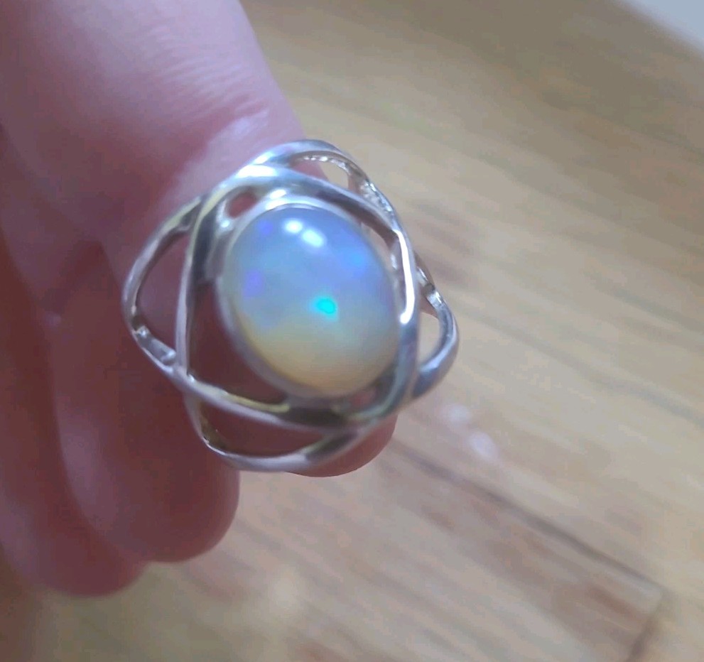 925 Sterling Silver Ethiopian Opal Ring Size 6 JTV Gemstone Jewelry