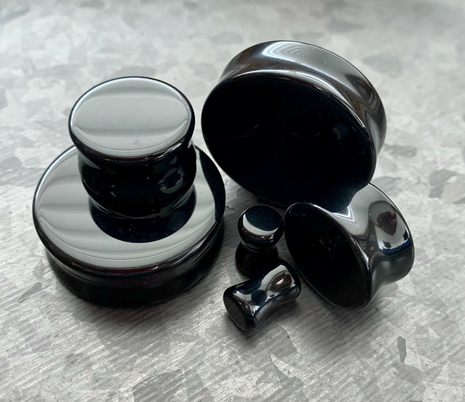 PAIR Flat Glass Double Flare Plugs Gauges Earlets Body Jewelry