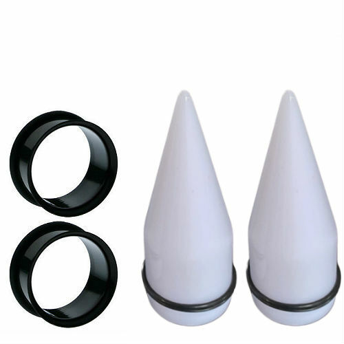 LARGE- 2-EAR GAUGING STRETCHING TAPERS & 2 STEEL PLUGS 4 PIECES TOTAL-UP TO 25MM