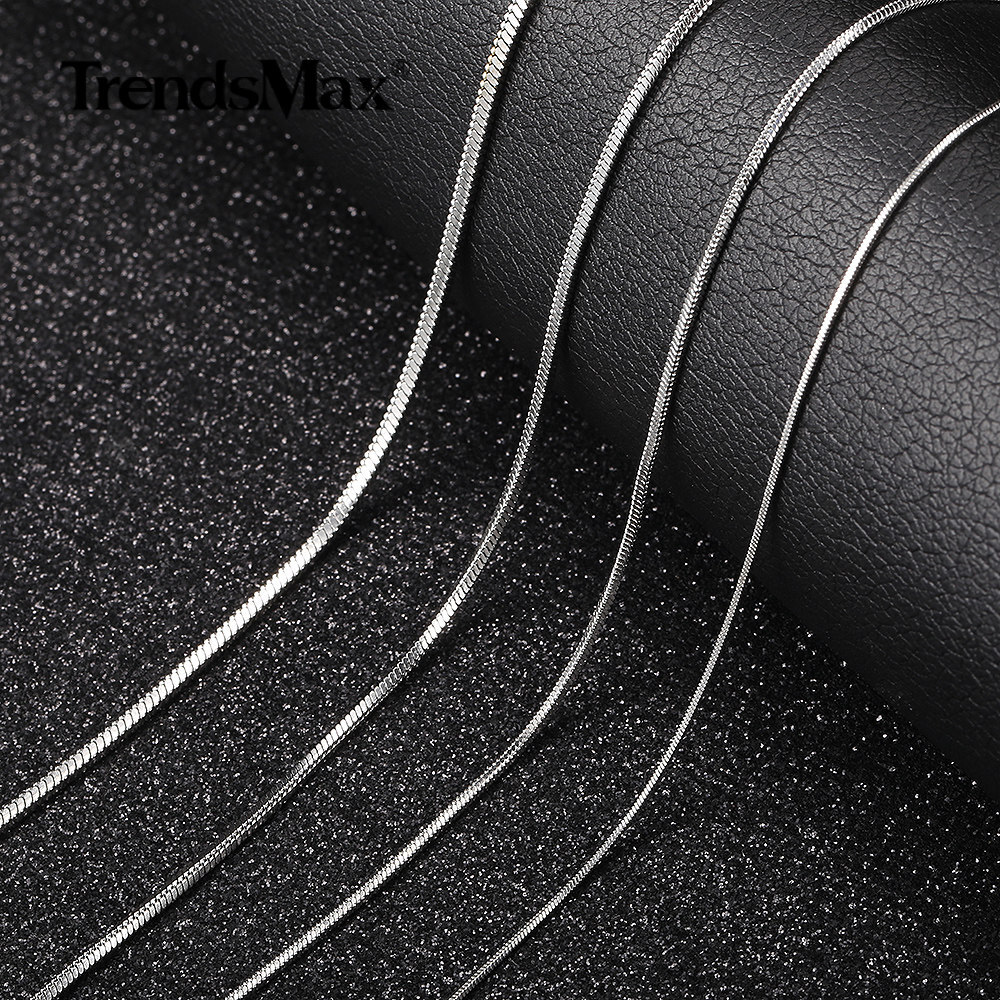 0.9/1.2/1.5/2.0mm Silver Stainless Steel Snake Chain Necklace for Women Men 22″