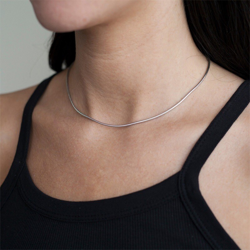 New Sterling Solid Silver Men Women Jewelry Snake Chain 18”- 24” Necklace Gift