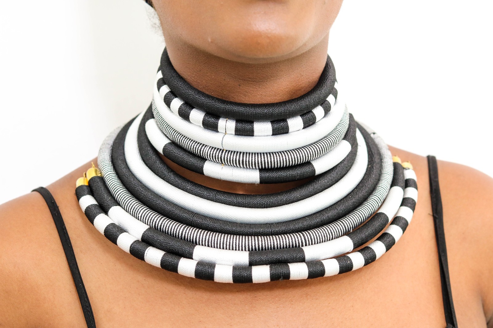 African Silk Thread Choker Necklace Handmade Tribal Statement Collar Jewelry