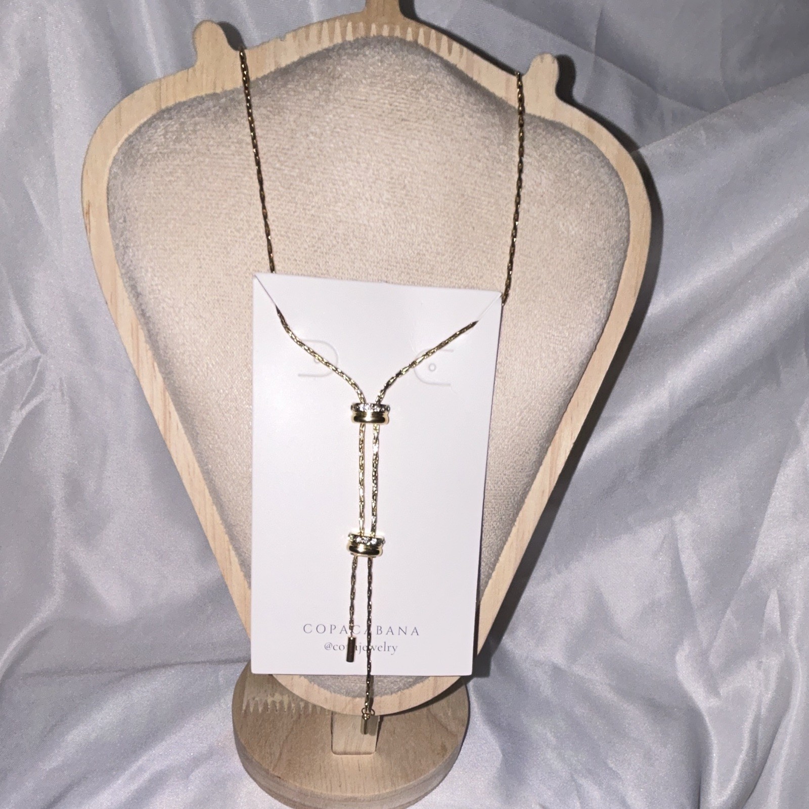 COPA Jewerly Gold Tone Adjustable Lariat Y-Drop 30” Chain Necklace