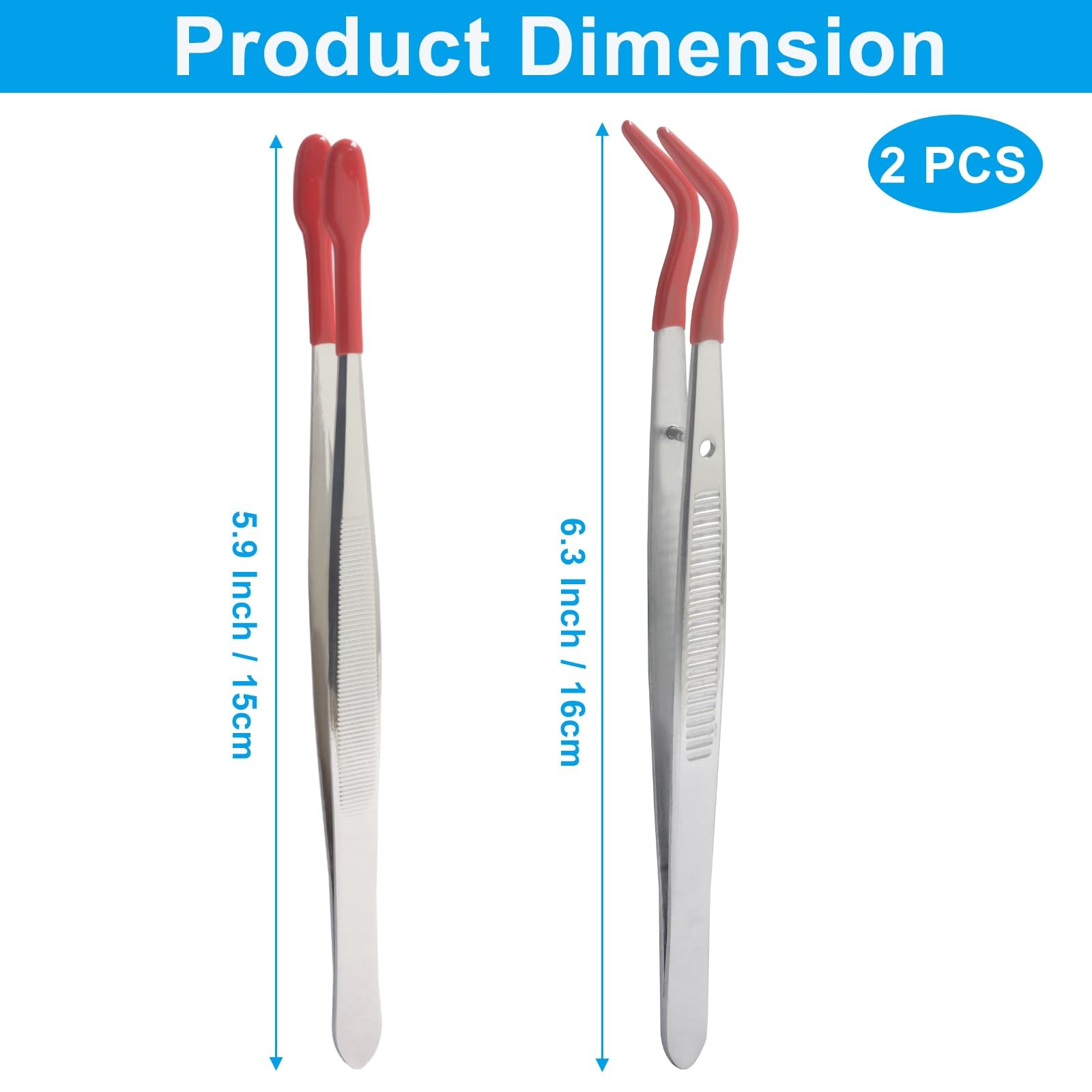 2-Pack Tip Tweezers, Long Bent & Straight Tip Long Tweezers Craft Tweezers Se…