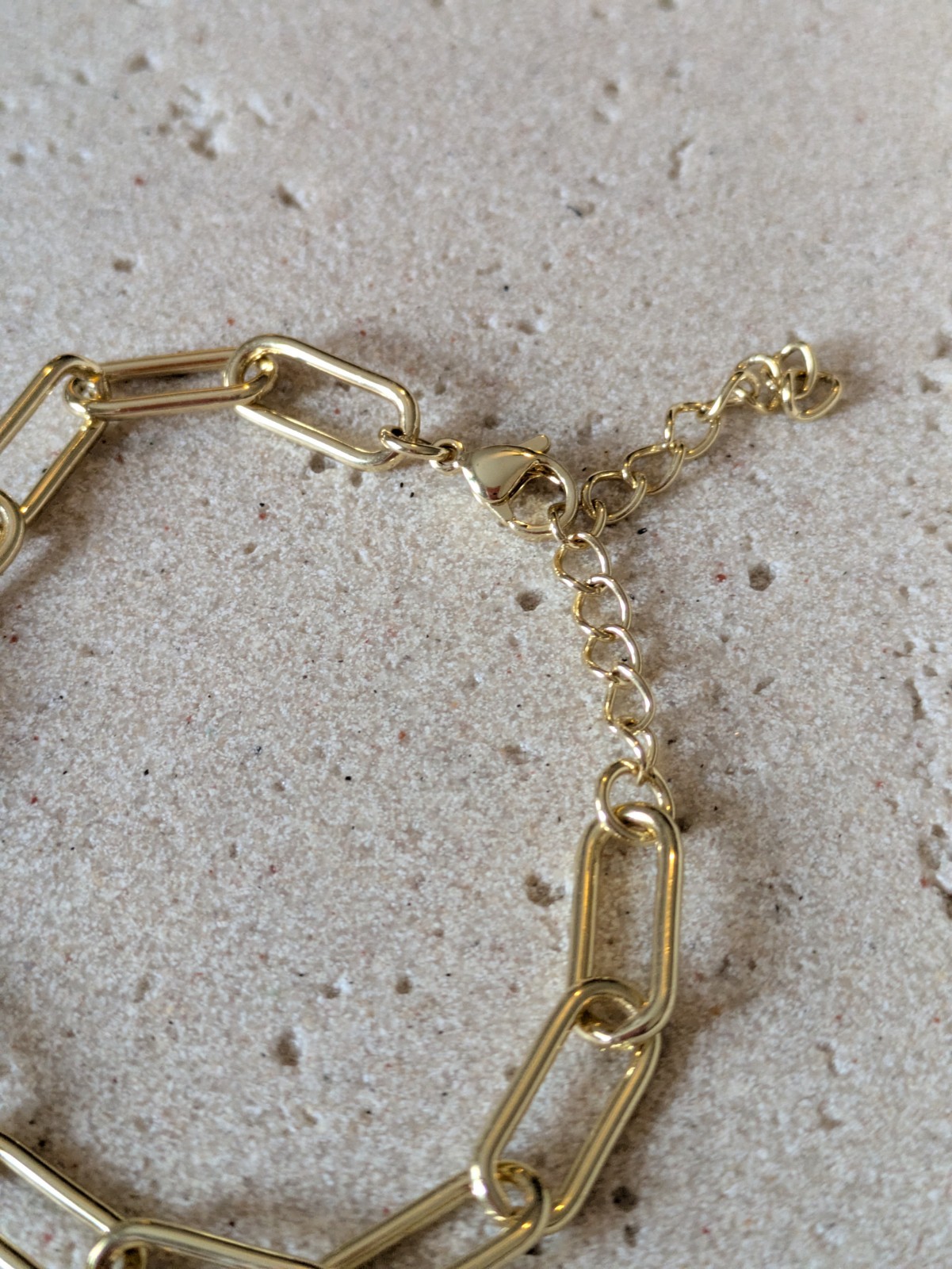 Gold Tone Link Chain Bracelet Minimalist Paperclip Everyday Wear Layering