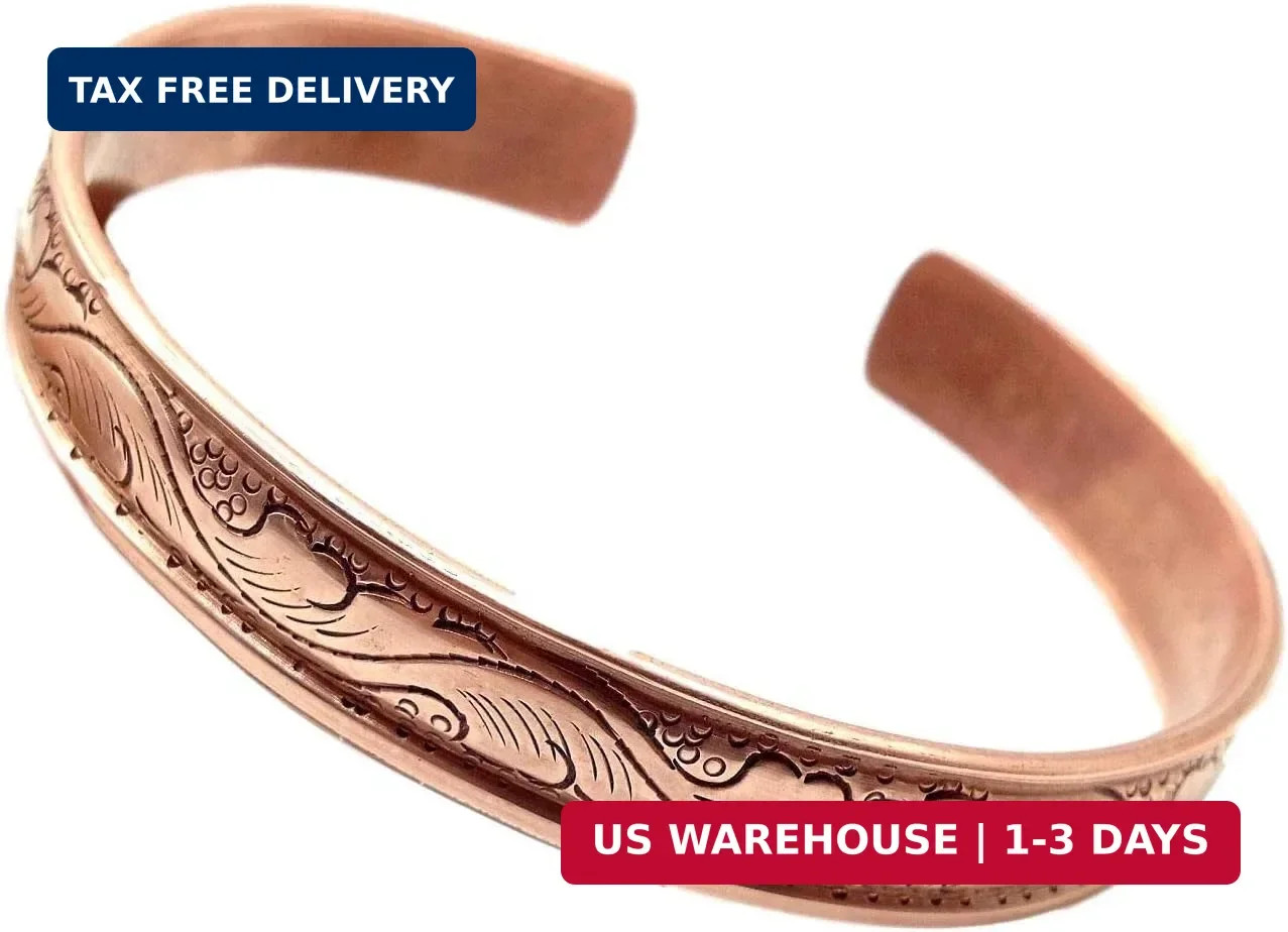 Healing Lama™ 100% Pure Copper Hand Carved Tibetan Healing Bracelet. Unisex, Han