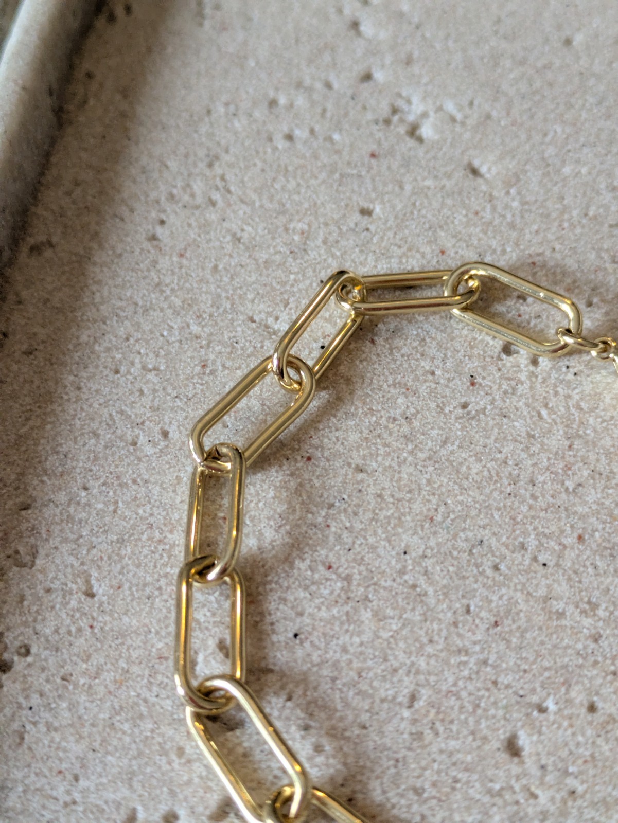 Gold Tone Link Chain Bracelet Minimalist Paperclip Everyday Wear Layering