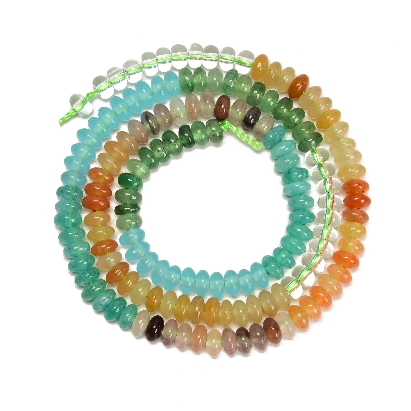 04 Multi-color Gemstone Smooth Rondelle Beads Size 2x4mm 15” Strand