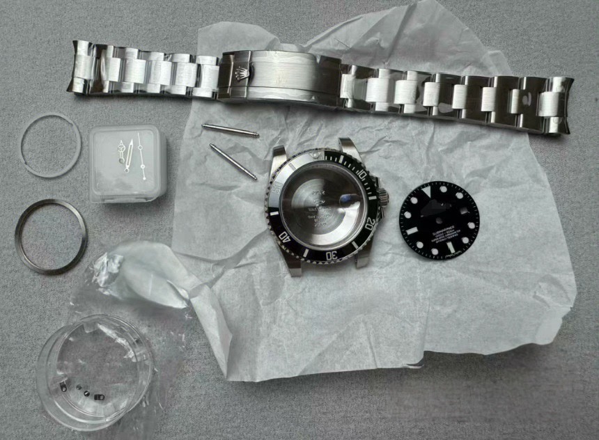 DIY SET for 3135 40MM watch case + dial + hands + Strap sapphire