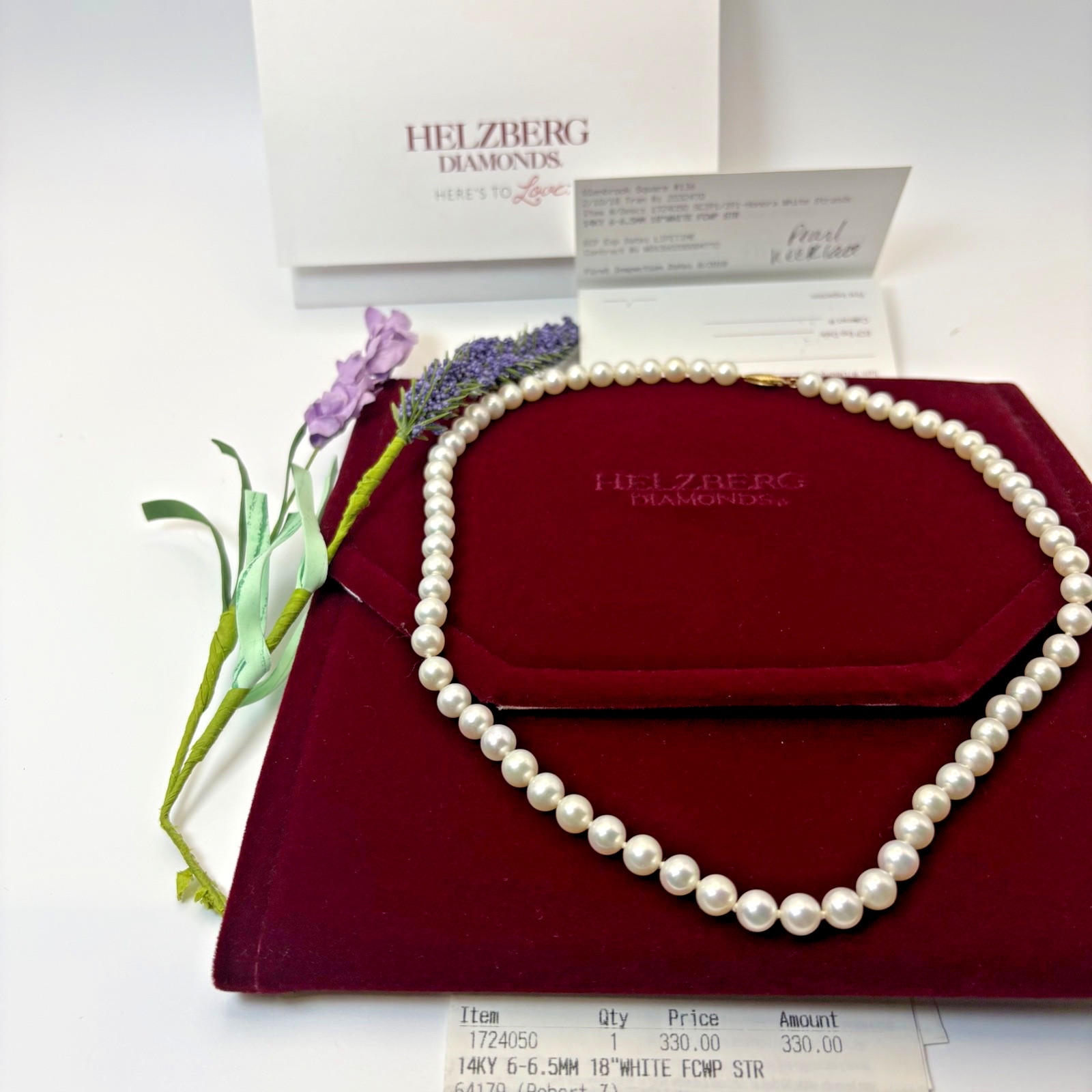 Helzberg 14k Gold Fresh 6-6.5mm Water Pearls Necklace 18in Gift of Love Wedding