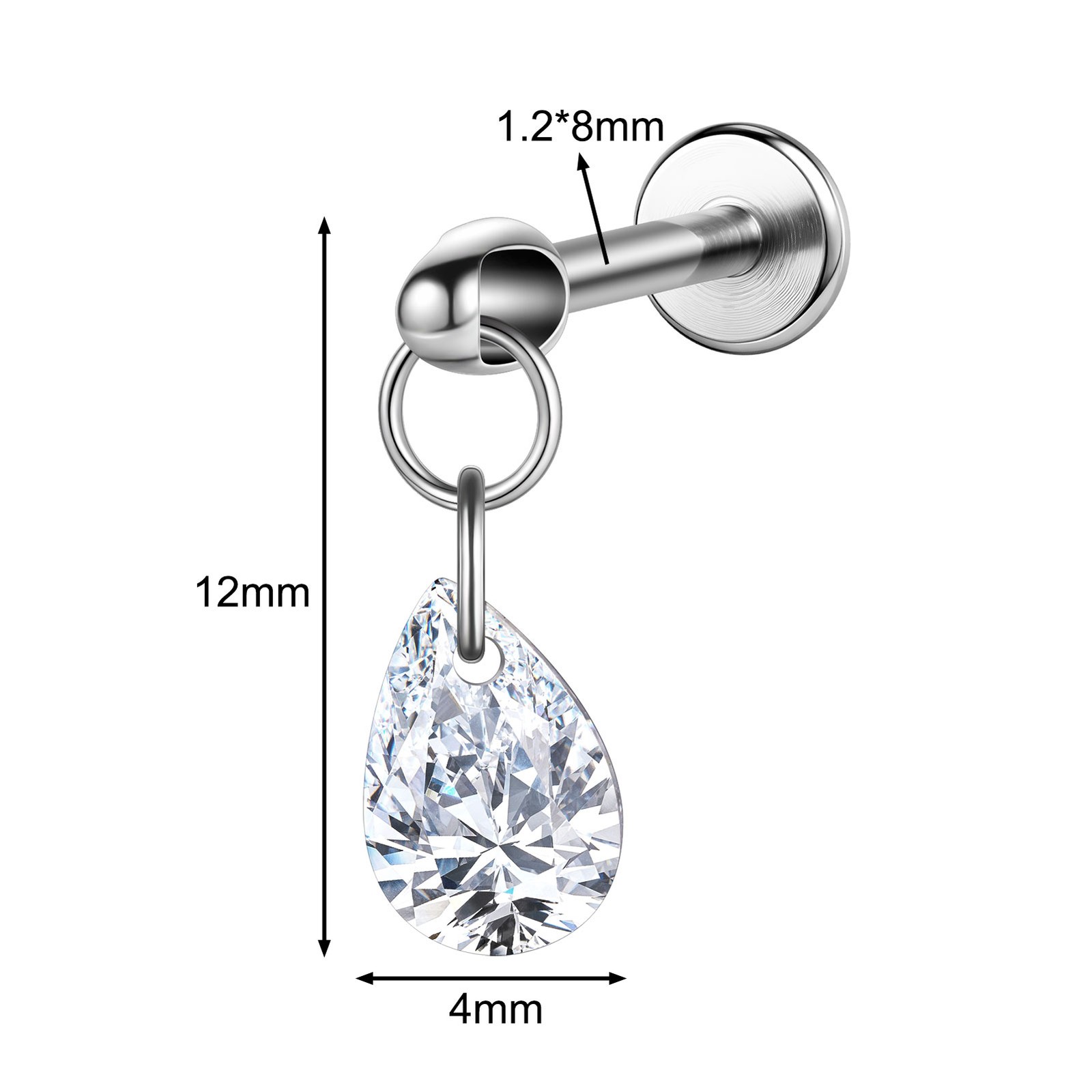 16g G23 Titanium Steel Dangle Labret Lip Stud Tragus Helix Piercing Jewelry