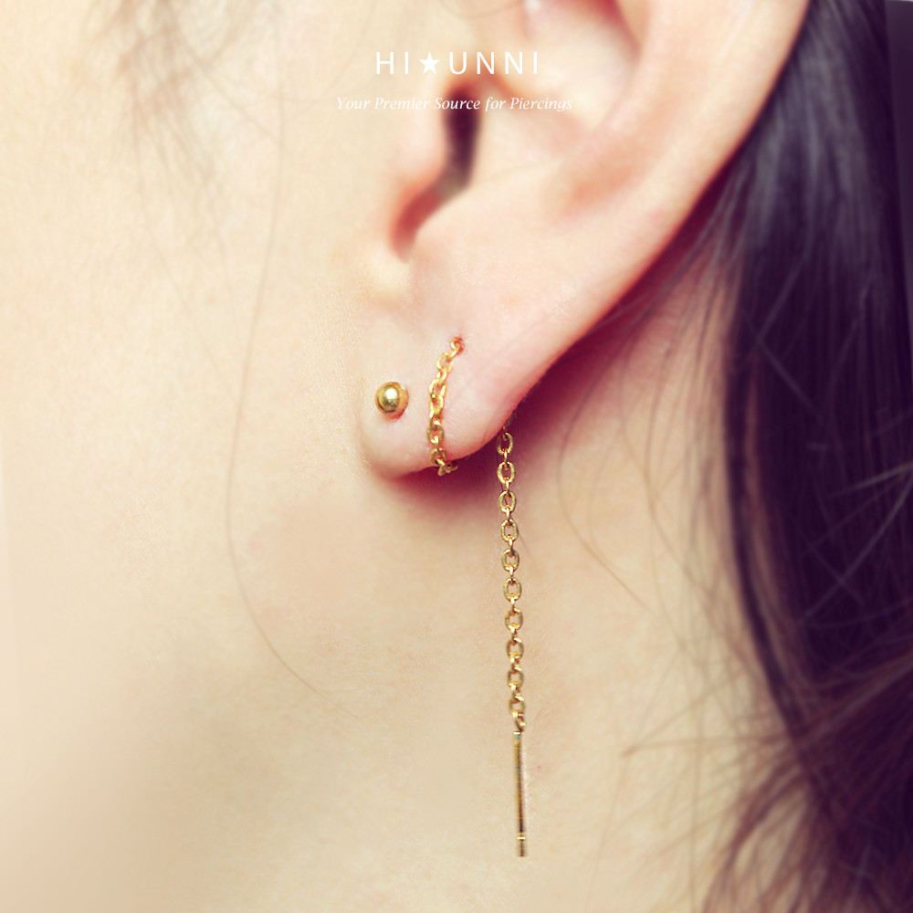 18g Chained threader earrings long chain earrings stainless steel sold as a pair