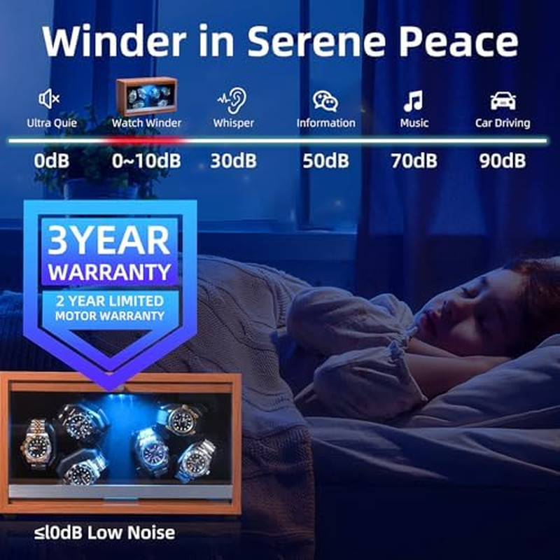 Watch Winders,With 6 Automatic Watches Winder Spinner,Super Quiet Motor and Blue