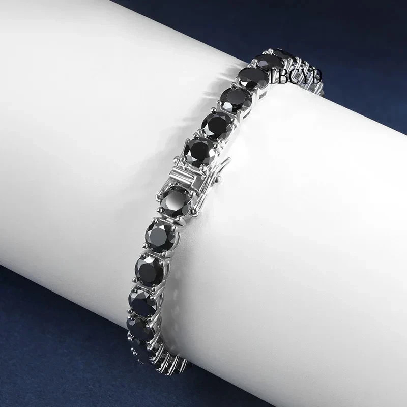 9Ct Round Cut Lab-Created Black Diamond Tennis Bracelet 14K White Gold Plated