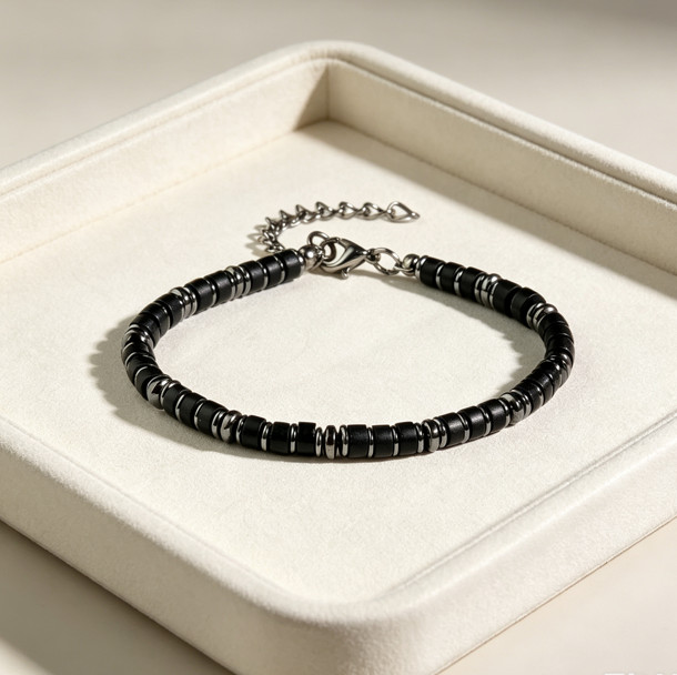 High Quality Black Tourmaline Hematite Crystal Bracelet Men Career Success Gift