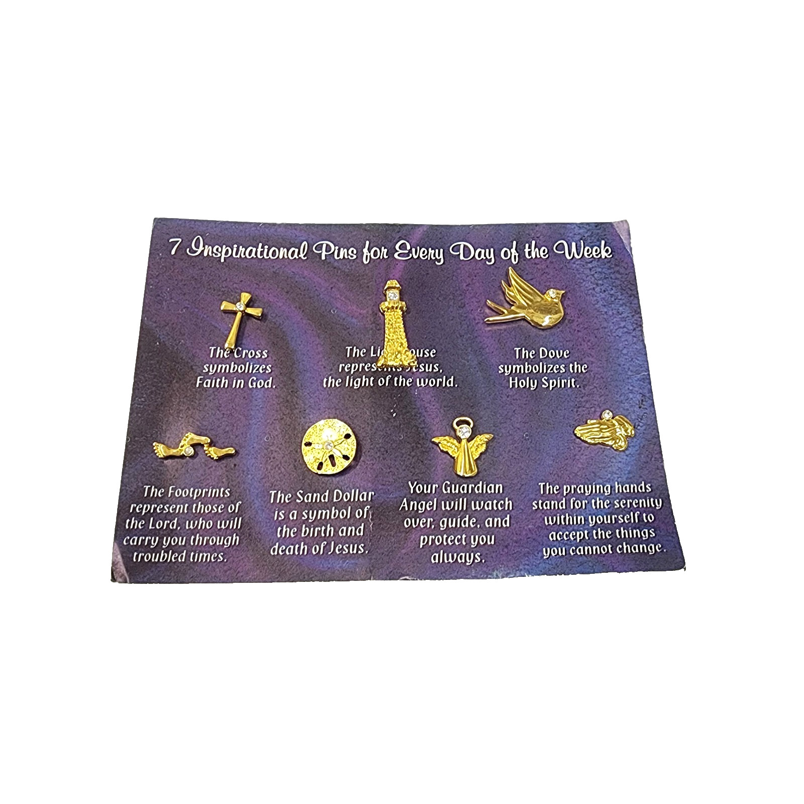Seven Inspirational Pins, Gold in Color, Daily Religious Pins