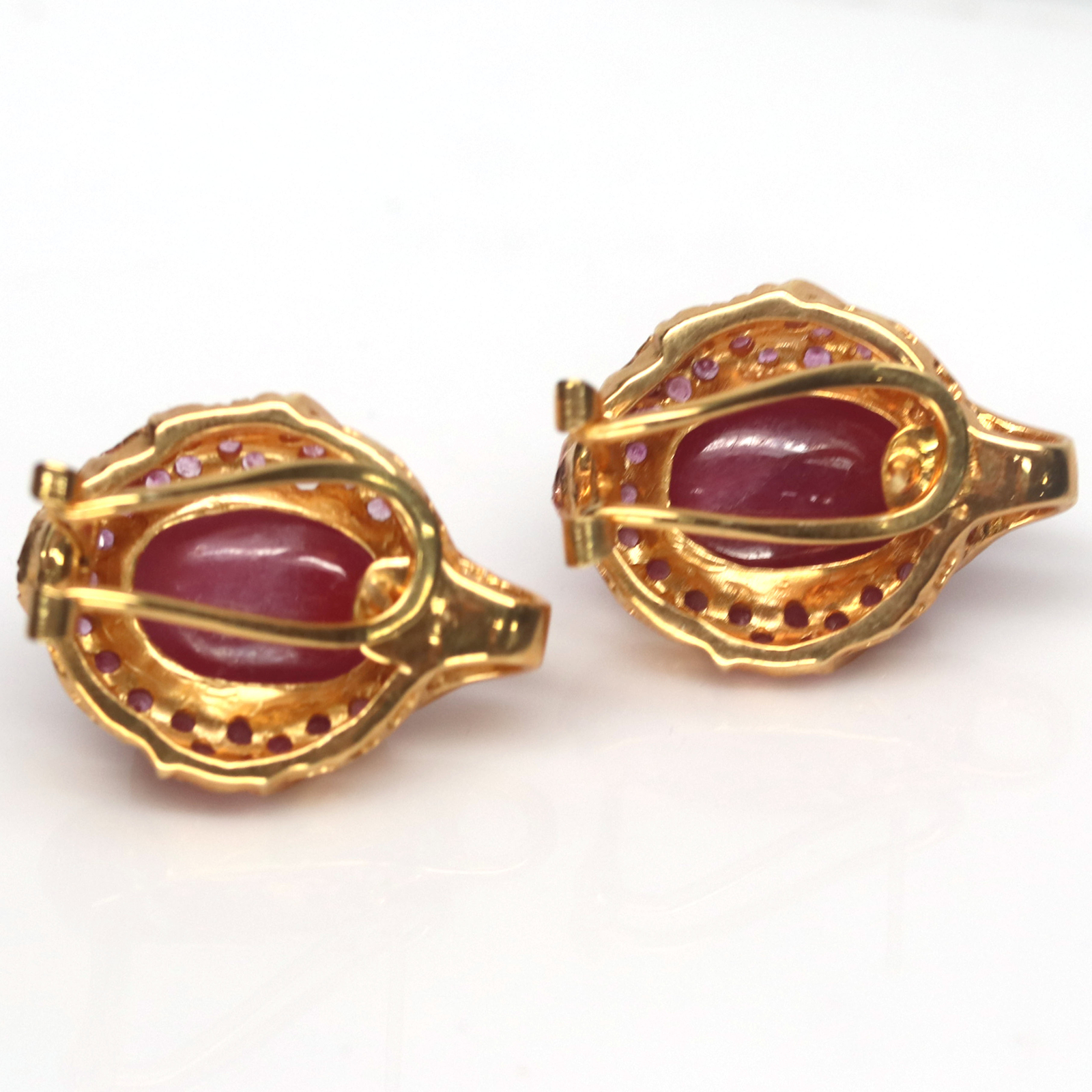 Gemstone 12 X 15 mm. Red Ruby & Pink Sapphire Earrings 925 Silver Sterling