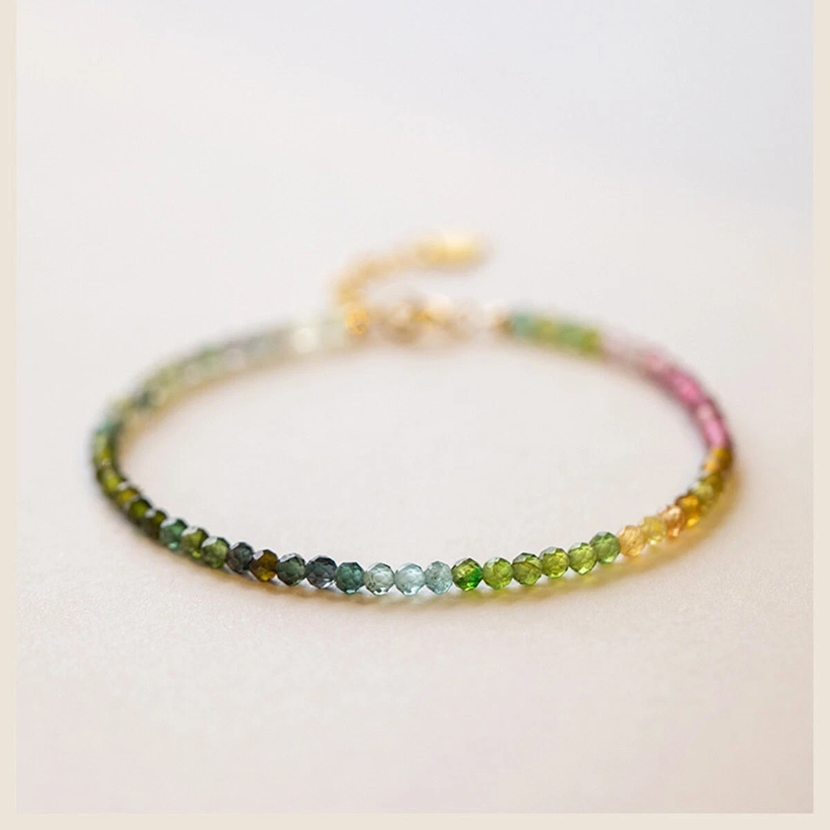 Rainbow Tourmaline Dainty Bracelet 2mm Gemstone Beads Healing Women’s Bracelet