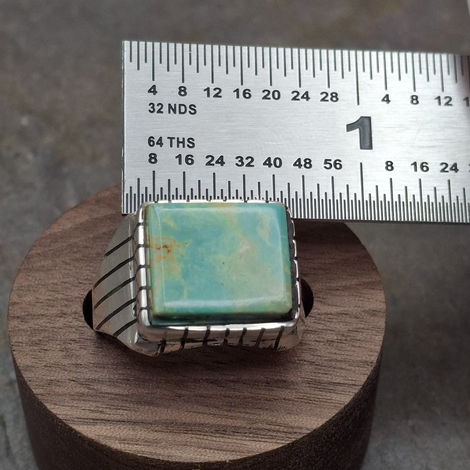 Men’s Royston Turquoise Ring Sterling Silver Signed R Size 10 Native American