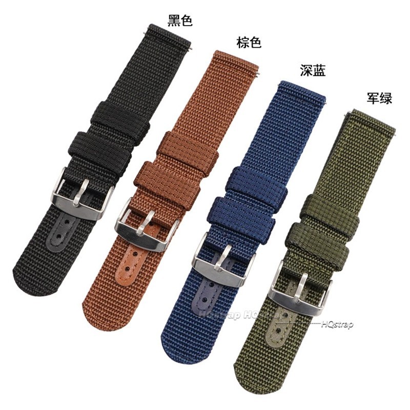 Universal Nylon Leather Watch Strap Quick Release Band 18mm 20mm 22mm 24mm