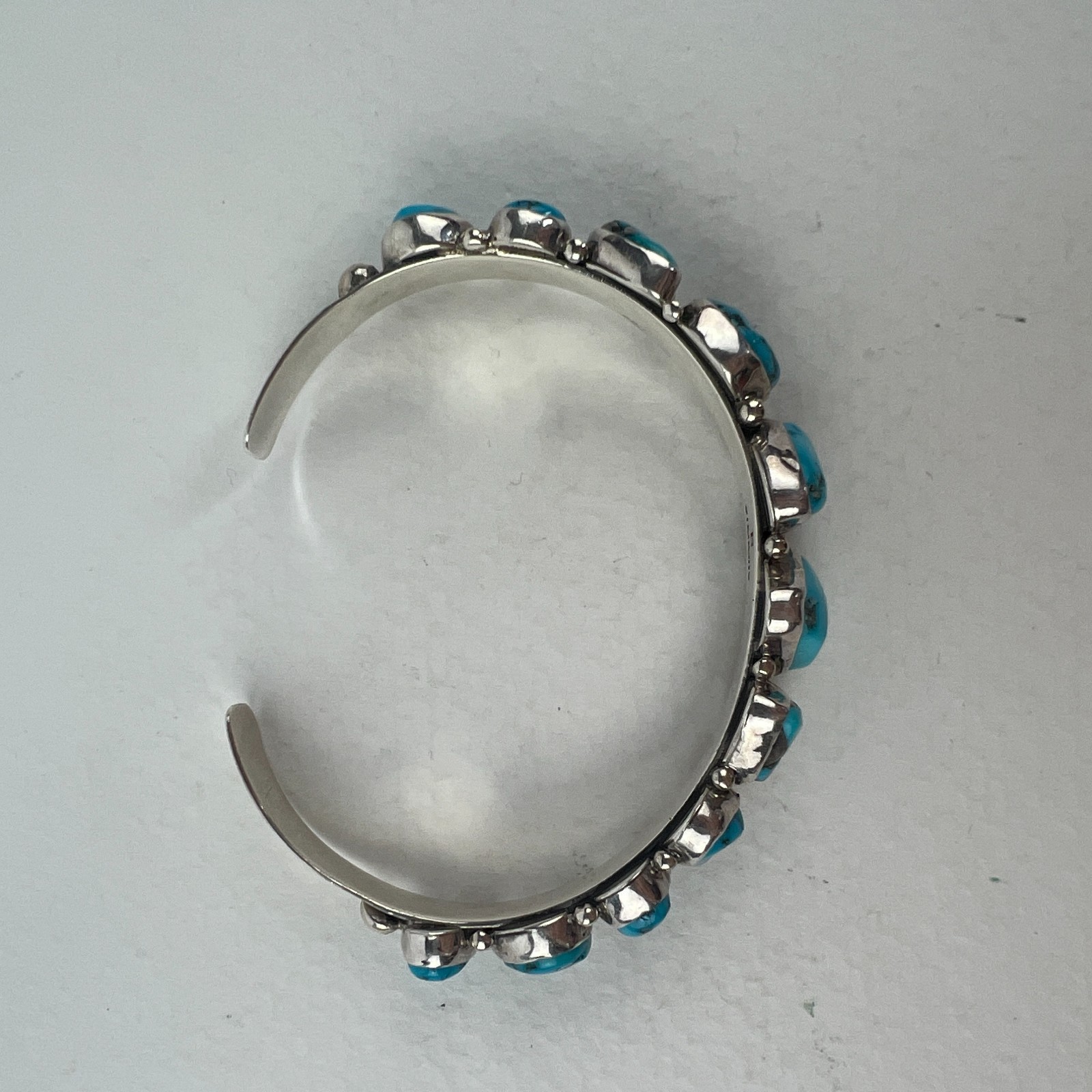Vintage Native American Turquoise Cuff Sterling Silver Bracelet Artisan Sign 925