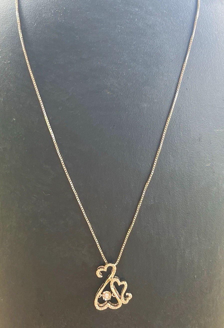 Jane Seymour Open Hearts Rhythm 1/10ctw Diamond Heart Pendant Necklace 925 18in