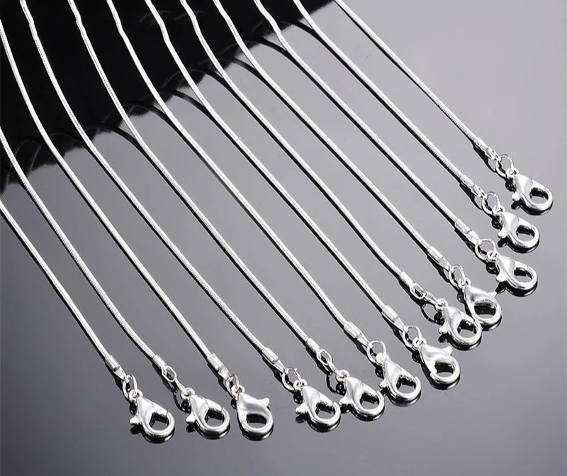 10PCS wholesale 925 sterling solid silver 1MM 16-30inch snake chain necklace