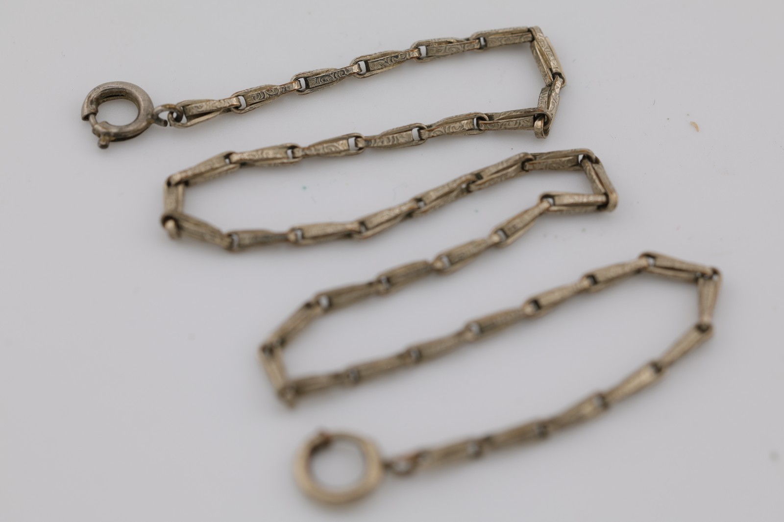 VICTORIAN WHITE PANEL LINK GOLD FILLED POCKET WATCH CHAIN 31cm (A17)