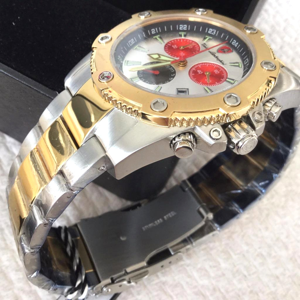 LAMBORGHINI GENTS SWISS MOVEMENT WATCH UL SERIES UL107BCT.313 TWO TONE S/STEEL