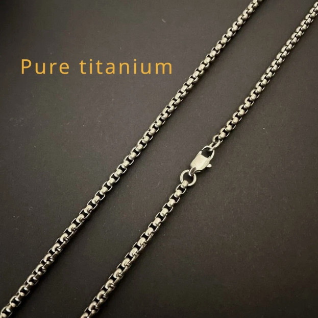 2.5mm Wide Pure Titanium Necklace Square Box Chain Anti Allergic Unisex Gift
