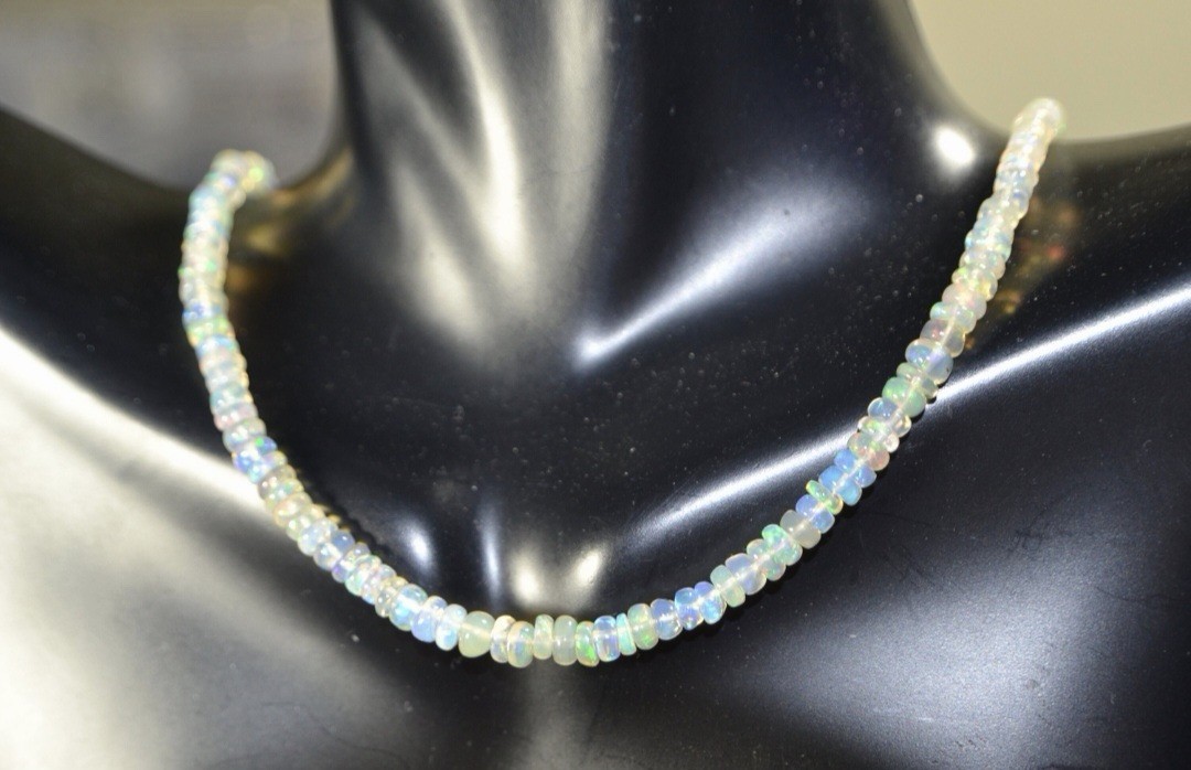18 Inch Natural Ethiopian Opal Beads Necklace Fire opal Beaded Gemstone Necklace
