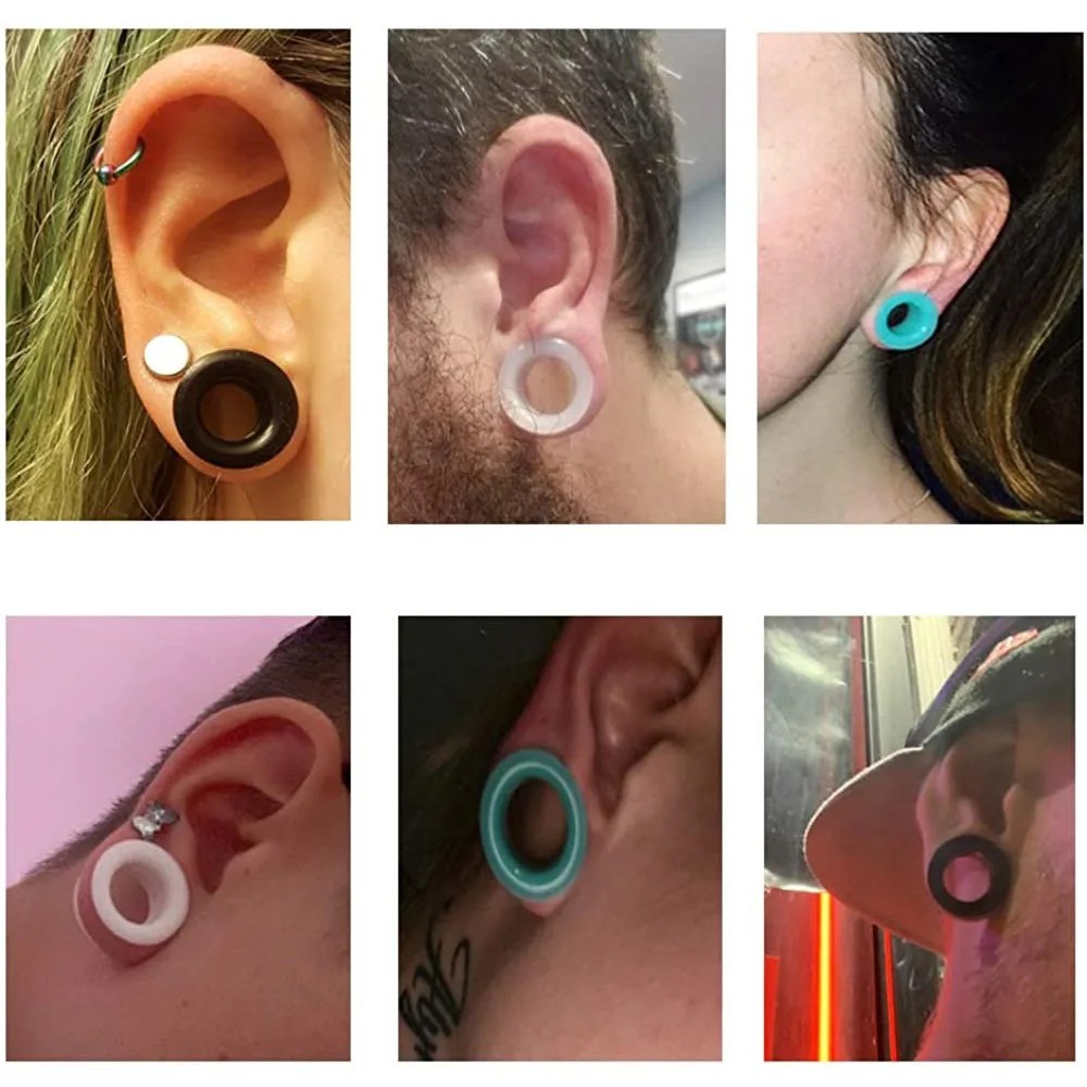2pcs Thin Silicone Ear Plug Ear Tunnels Plugs Gauges Jewelry Earlets Flesh Gauge