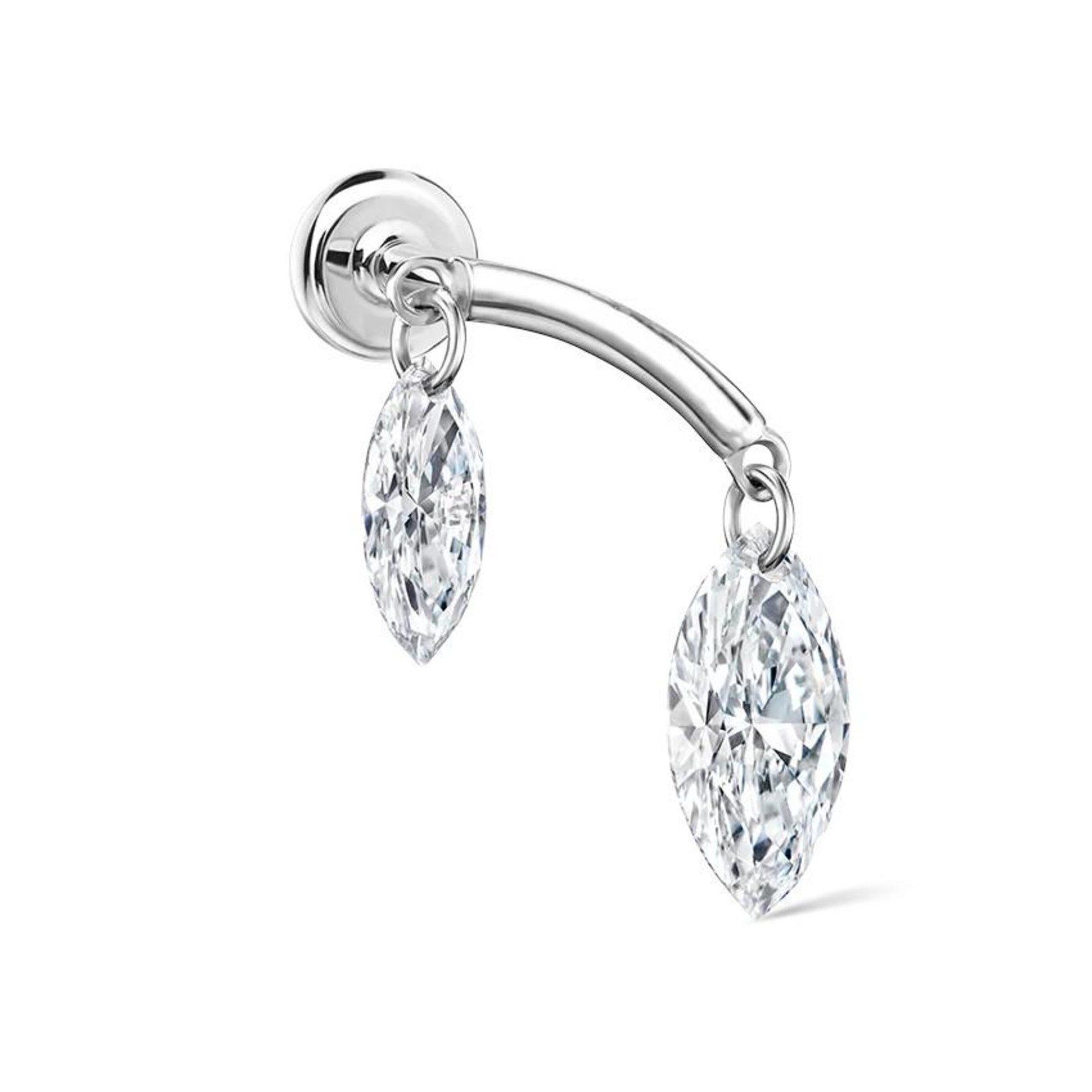 Floating Marquise Moissanite Helix Conch Stud 925 Sterling Silver