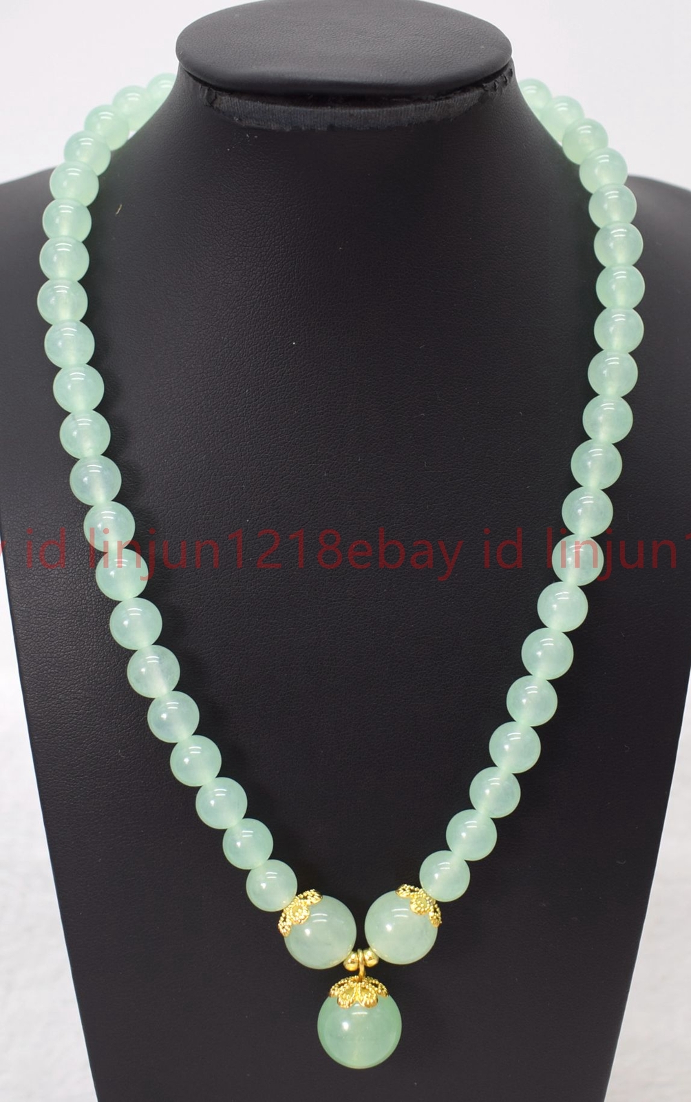 Pretty Natural 8mm Light Green Jade Gemstone Round Bead Pendant Necklace 16-28in