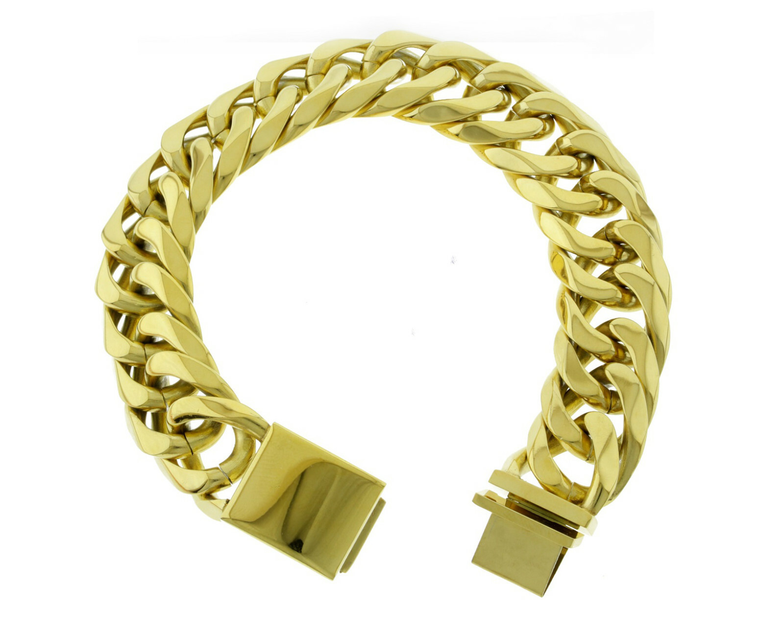 8-10” Long Solid 18K Gold Plated 9mm-21mm Miami Cuban Curb Link Chain Bracelet