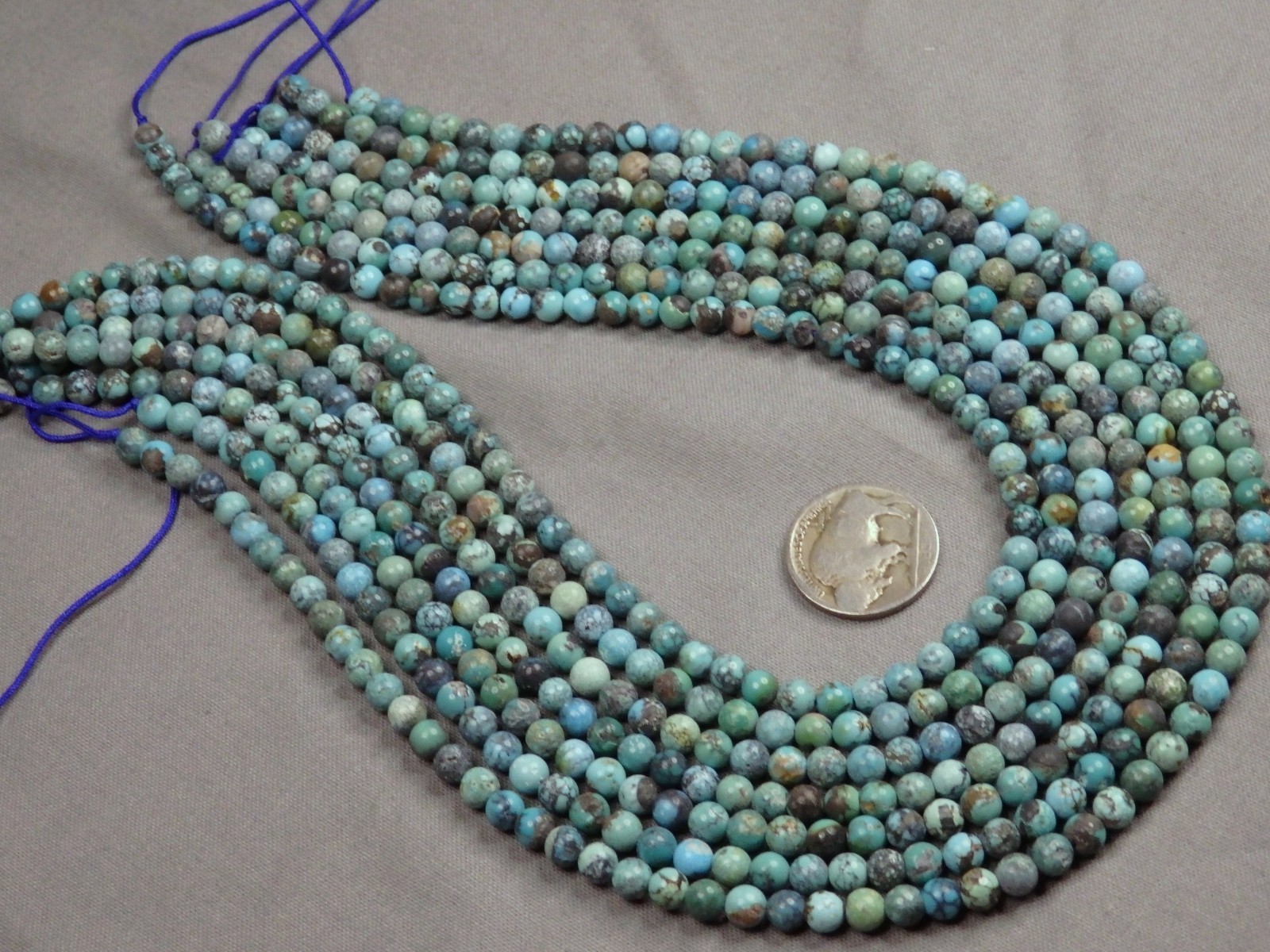 Natural CLOUD MOUNTAIN TURQUOISE 5.2-5.5mm Round Beads 15.5″Strand 70+ctOldStash