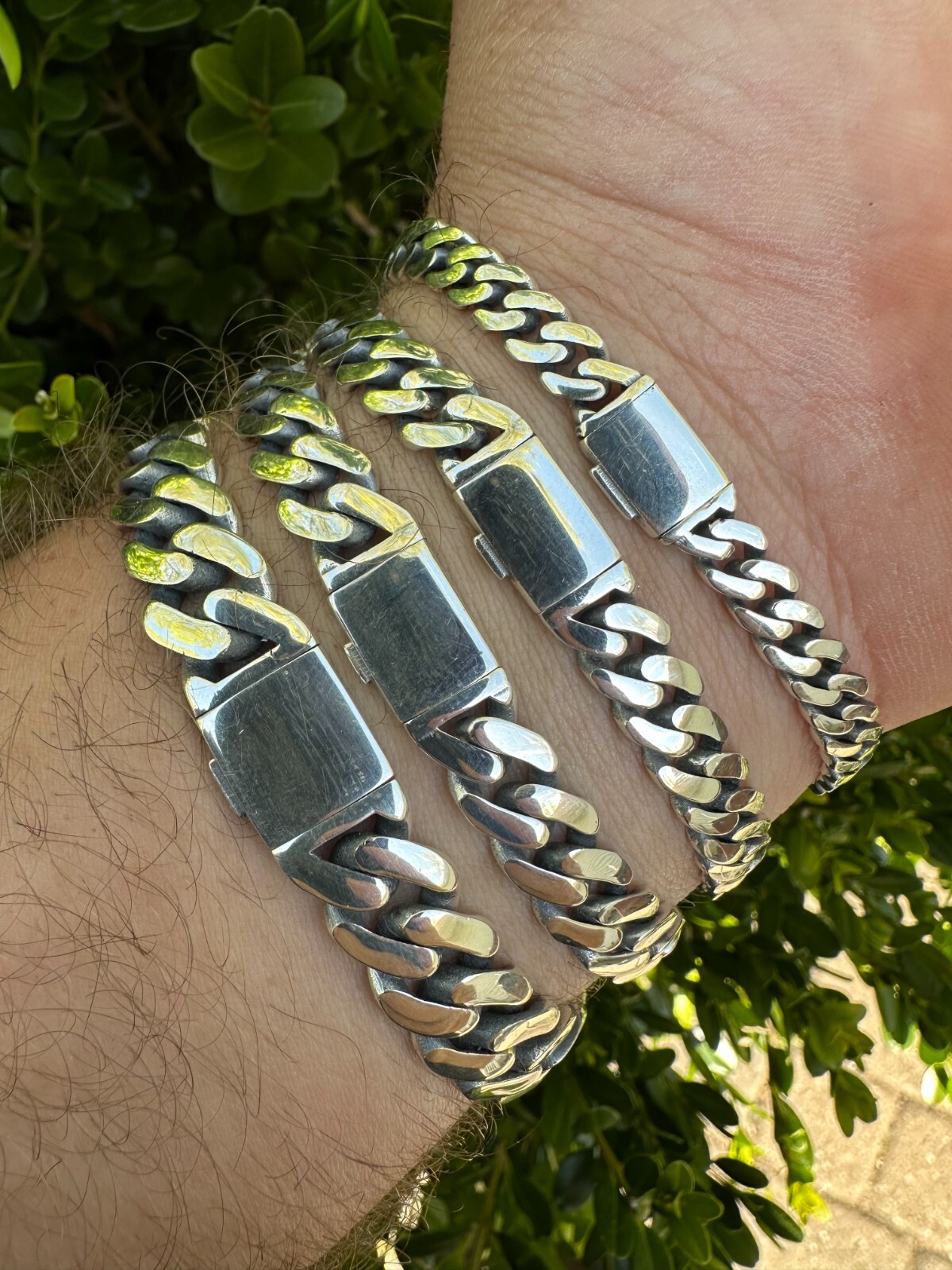 Miami Cuban Link Mens Chain Bracelet Real 925 Sterling Silver Sleek Clasp 6-12mm