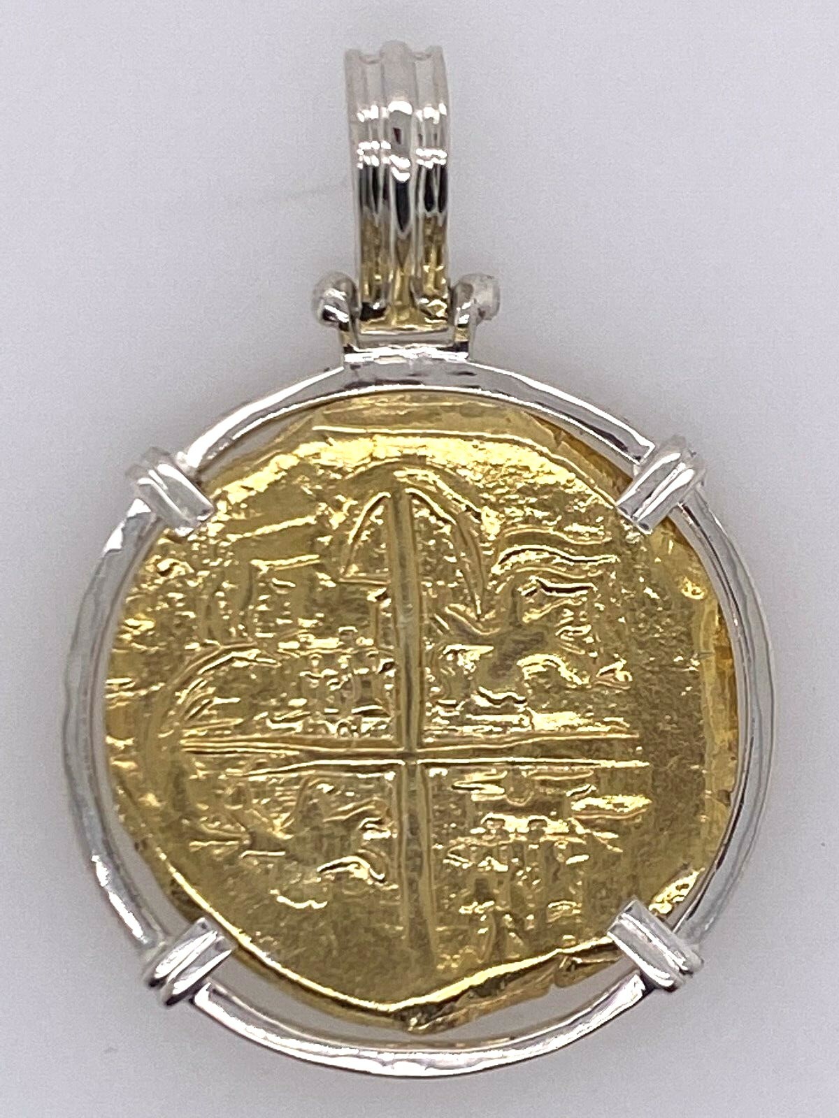 ATOCHA Coin Pendant Sterling Silver Frame Gold Coin Treasure Jewelry