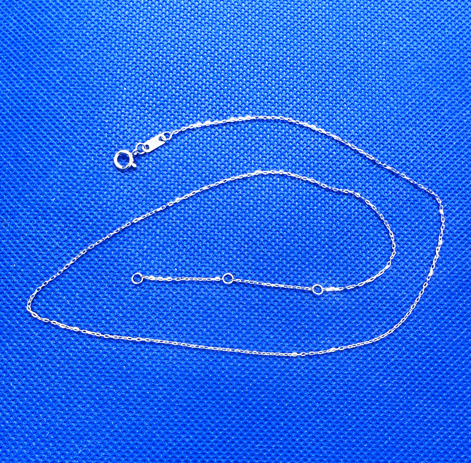 10k solid White Gold Cable Chain Spring Ring Clasp 18inch adjustable 16 and 17in
