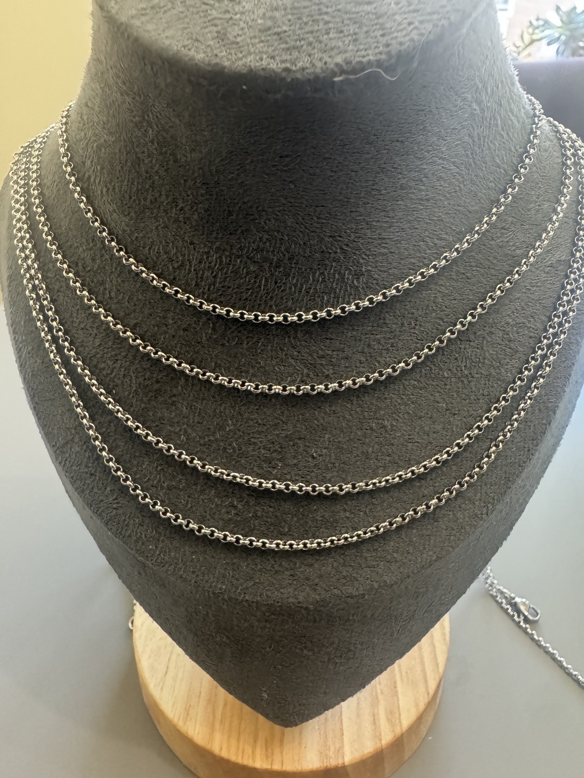 Silver Plated Rolo Chain Necklace Delicate Round Link Pendants Layering Necklace
